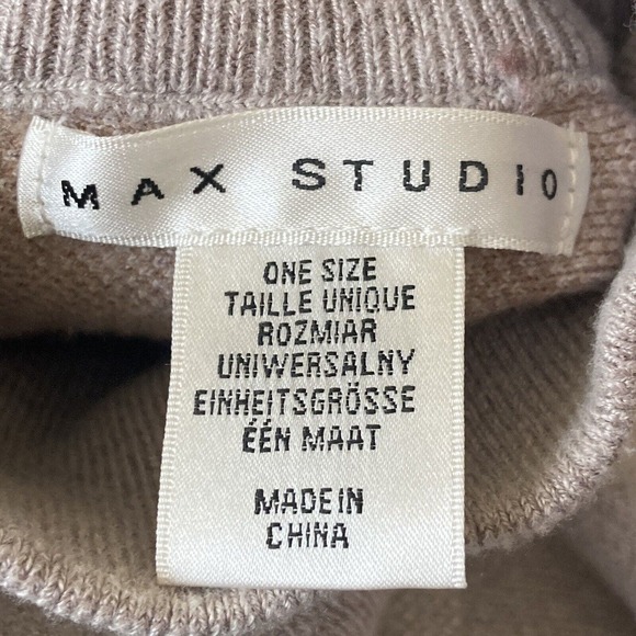 Max Studio Sweater Womens One Size Turtleneck Poncho‎ Plaid Tan Pullover - Picture 7 of 9